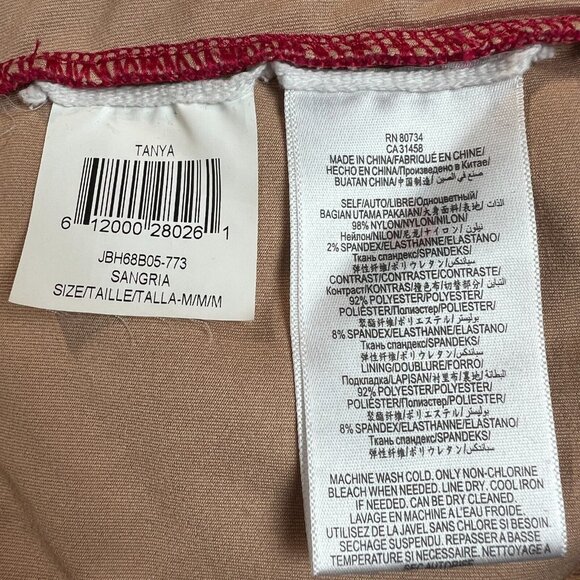 Bcbg Max Azria Dress Medium Lace Illusion Sheath Tanya Sangria Red Bodycon LS - Picture 10 of 12